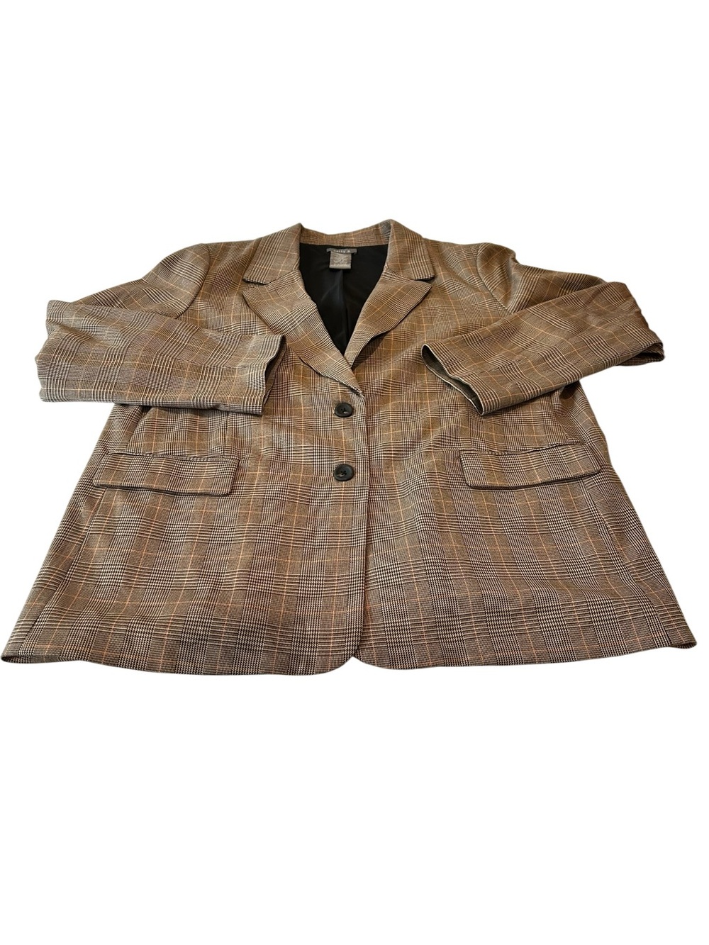Matty M Brown Plaid Two-Button Women's Blazer 2x - Picture 3 of 5